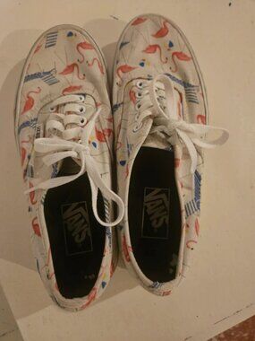 Womens Vans with pink flamingos